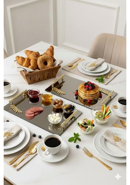 Dekoratif Aynalı Yaprak Desenli Sunum Tepsisi, Çay Tepsisi ,lüx Çay Tepsisi fiyatları