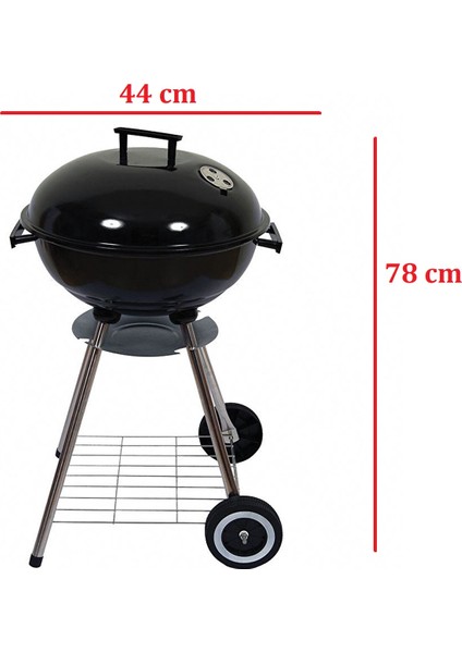 Yuvarlak Kömürlü Mangal 44 cm Krom Izgara Kapaklı Tekerlekli fiyatları