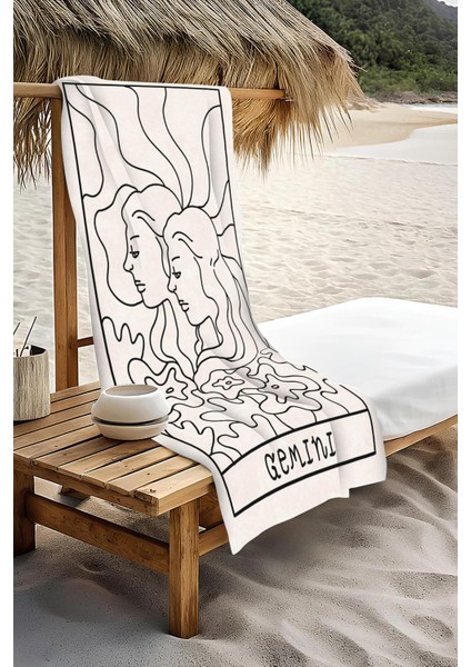 Dijital Baskı Plaj Deniz Havlusu Ikizler Burcu Desenli Peştamal HVL0050 modelleri