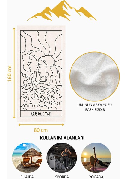 Dijital Baskı Plaj Deniz Havlusu Ikizler Burcu Desenli Peştamal HVL0050 fırsatları