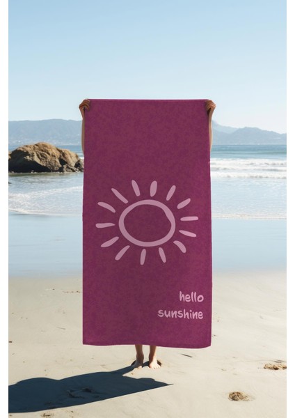 Dijital Baskı Plaj Deniz Havlusu Hello Sunshine Desenli Peştamal HVL0003