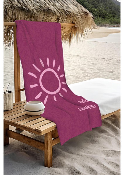 Dijital Baskı Plaj Deniz Havlusu Hello Sunshine Desenli Peştamal HVL0003 modelleri