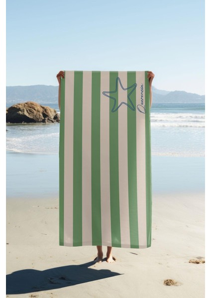 Dijital Baskı Plaj Deniz Havlusu Renkli Çizgi Desenli Peştamal HVL0082