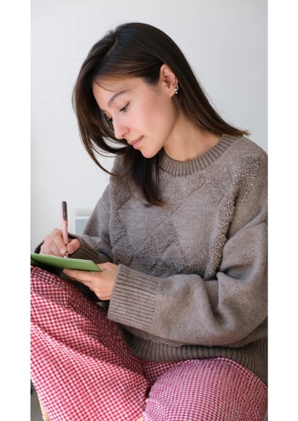 Bisiklet Yaka Günlük Baklava Desen Basic Kadın Kazak