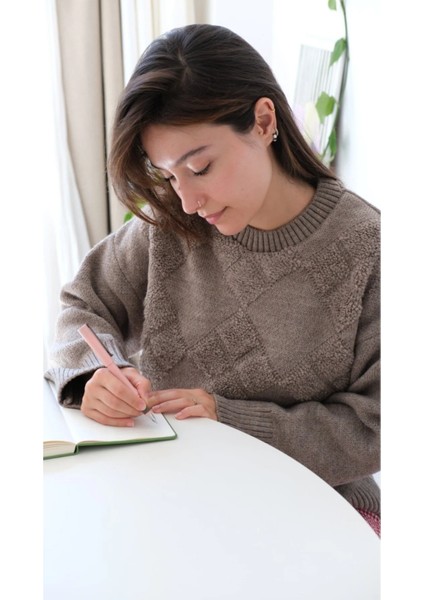 Bisiklet Yaka Günlük Baklava Desen Basic Kadın Kazak fiyatları