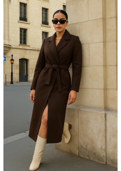 Kadın Kruvaze Salaş Trend Kahve Kaşe Kaban modelleri