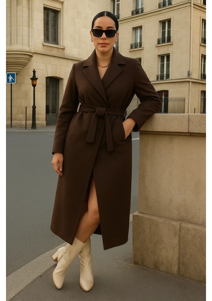 Kadın Kruvaze Salaş Trend Kahve Kaşe Kaban fırsatları