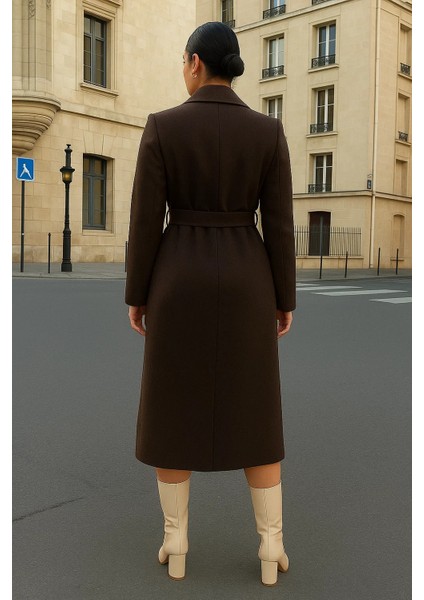 Kadın Kruvaze Salaş Trend Kahve Kaşe Kaban indirimleri