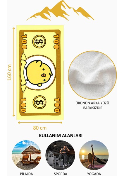 Dijital Baskı Plaj Deniz Havlusu Civciv Figürlü Dolar Peştamal HVL0107 fırsatları