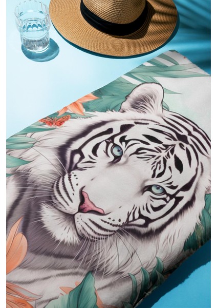 Dijital Baskı Plaj Deniz Havlusu Kaplan Desenli Peştamal HVL0130 fiyatları