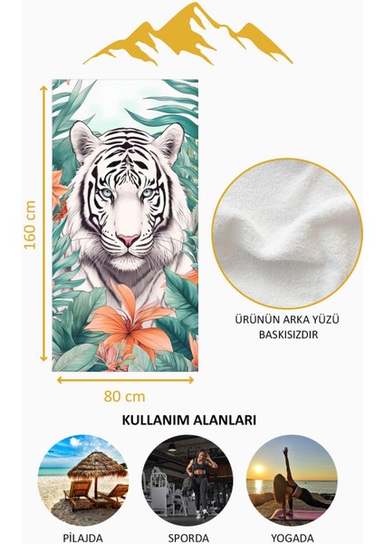Dijital Baskı Plaj Deniz Havlusu Kaplan Desenli Peştamal HVL0130 fırsatları