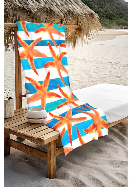 Dijital Baskı Plaj Deniz Havlusu Deniz Yıldızı Desenli Peştamal HVL0217 modelleri