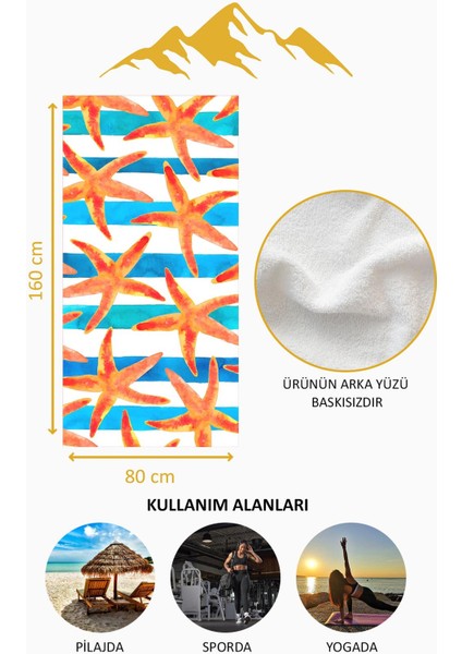Dijital Baskı Plaj Deniz Havlusu Deniz Yıldızı Desenli Peştamal HVL0217 fırsatları