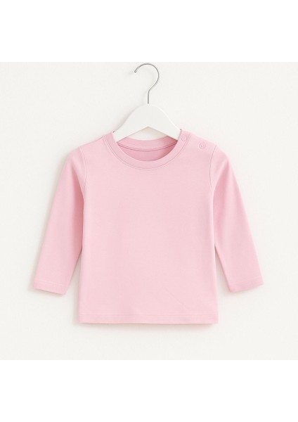 Uzun Kollu Basic Bebek Tişört & Bluz Omuzdan Çıtçıtlı