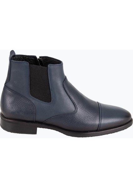 Erkek Bot Chelsea Fermuarlı Hakiki Deri Rahat Eva Taban Lacivert