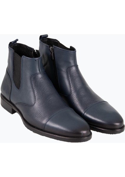 Erkek Bot Chelsea Fermuarlı Hakiki Deri Rahat Eva Taban Lacivert fiyatları