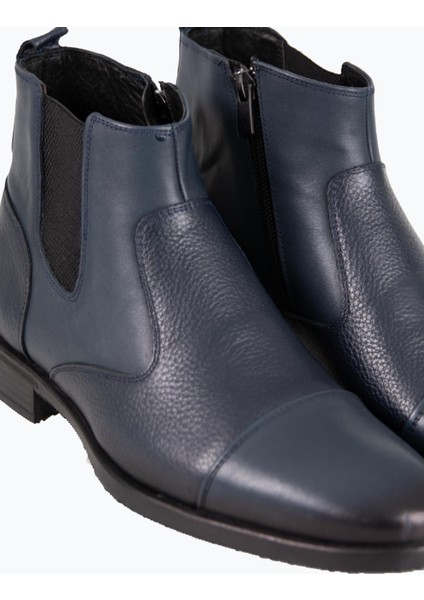 Erkek Bot Chelsea Fermuarlı Hakiki Deri Rahat Eva Taban Lacivert modelleri
