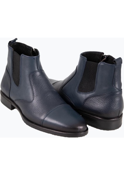 Erkek Bot Chelsea Fermuarlı Hakiki Deri Rahat Eva Taban Lacivert fırsatları
