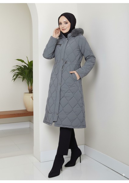 Kadın Beli Bağcıklı Nova Kumaş Mont