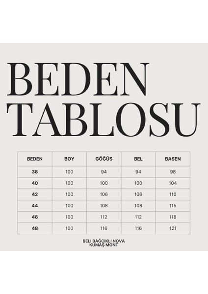 Kadın Beli Bağcıklı Nova Kumaş Mont