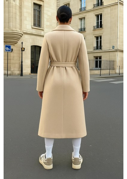 Kadın Kruvaze Salaş Trend Krem Kaşe Kaban indirimleri