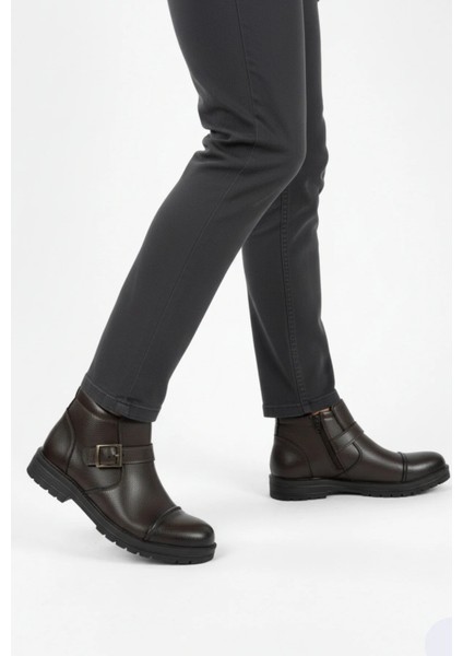 Erkek Suni Deri Içi Kürklü Fermuarlı Kemerli Kaymaz Termo Taban Kışlık Bot – Siyah fiyatları