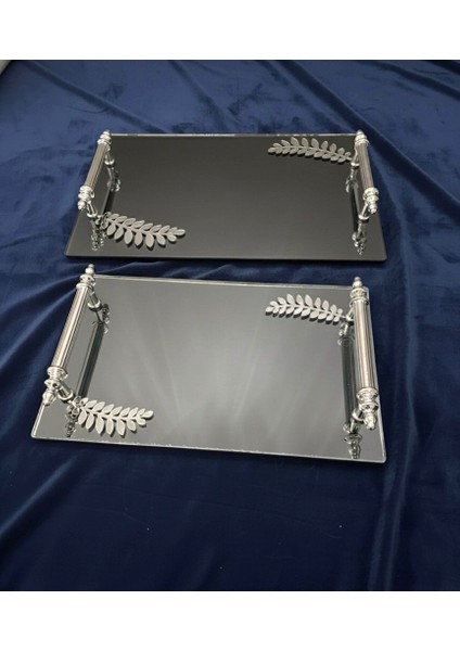 Dekoratif Aynalı Yaprak Desenli Sunum Tepsisi, Çay Tepsisi ,lüx Çay Tepsisi indirimleri
