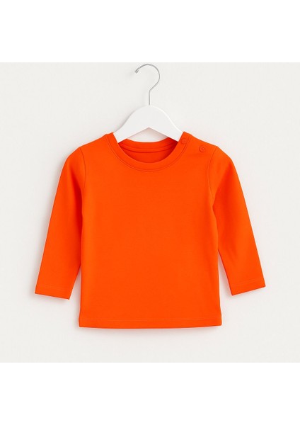 Uzun Kollu Basic Bebek Tişört & Bluz Omuzdan Çıtçıtlı