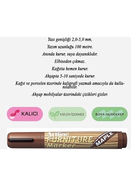 Akçaağaç Renk Mobilya Rötuş Kalemi Ahşap Masa Sehpa Dolap Kalem Parke Çizik Giderici Çatlak Kapatıcı modelleri