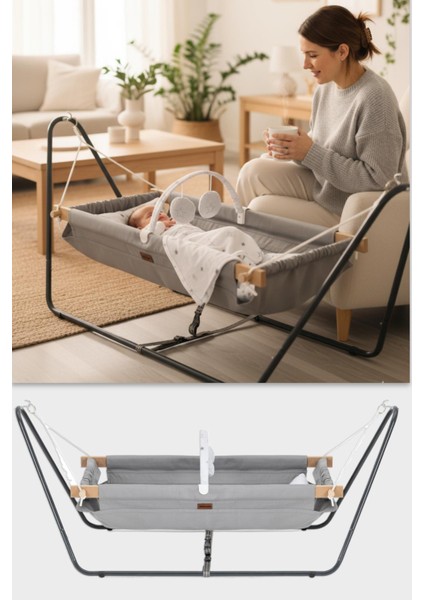 Cozy Nest Hamak Beşik Gri, Anne Yanı Bebek Hamağı