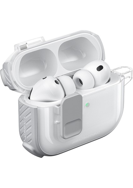 Airpods Pro 3 Uyumlu Amazingthing Kilit Tasarımlı Airbagli Titan Pro Serisi Kapak Beyaz