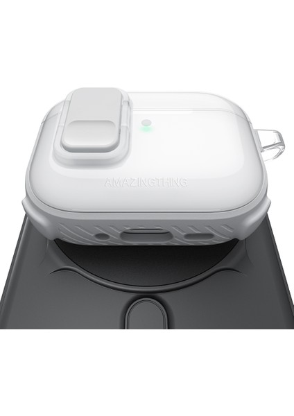 Airpods Pro 3 Uyumlu Amazingthing Kilit Tasarımlı Airbagli Titan Pro Serisi Kapak Beyaz