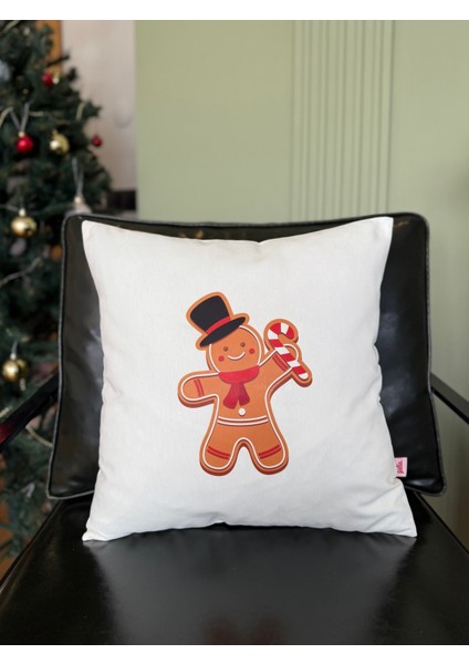 Yılbaşı Serisi Kurabiye Baskı Kırlent Yastık Kılıfı