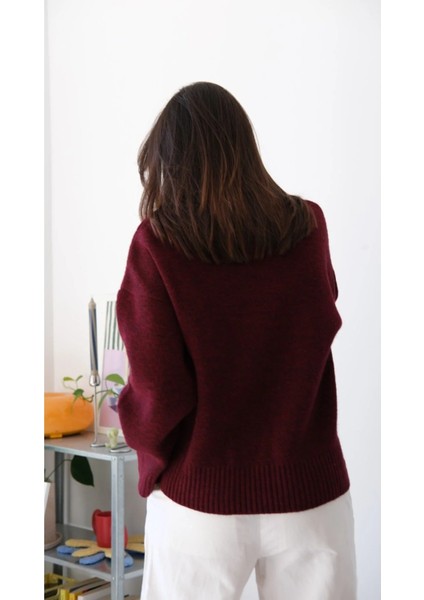 Bisiklet Yaka Günlük Baklava Desen Basic Kadın Kazak fırsatları