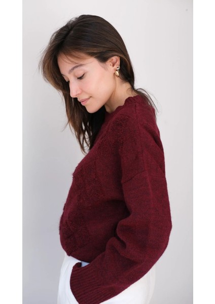 Bisiklet Yaka Günlük Baklava Desen Basic Kadın Kazak indirimleri