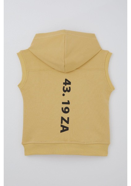 Erkek Çocuk Yelek Fermuarlı Kapüşonlusırt Kısmı Baskılı 4-12 Yaş, Hardal Sarı fiyatları