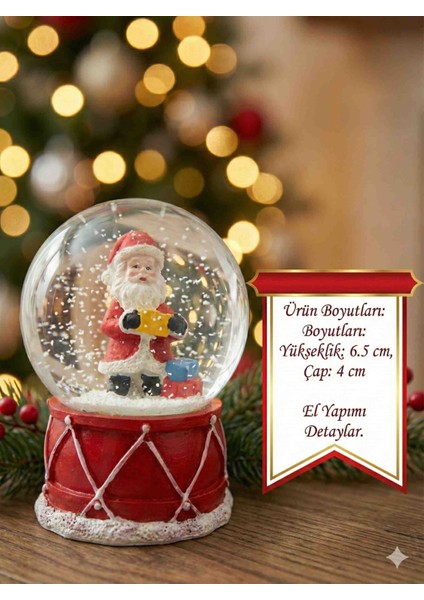 Yılbaşı Temalı Mini Boy Kar Küresi - Noel Baba (6.5 Cm) - Küçük Hediyelik