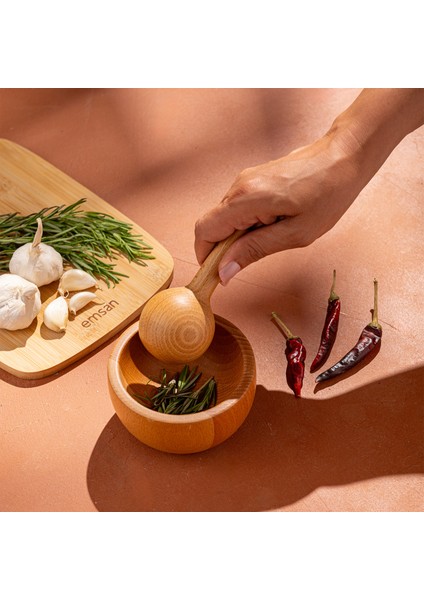 Rustik Bambu Havan Yuvarlak modelleri