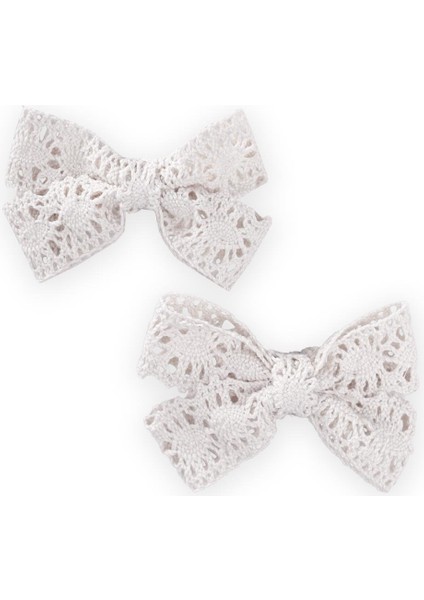 Dantel Örmeli Ikili Toka Kırık Beyaz