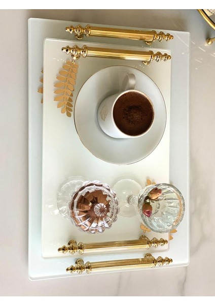 Dekoratif Aynalı Yaprak Desenli Sunum Tepsisi, Çay Tepsisi ,lüx Çay Tepsisi fırsatları