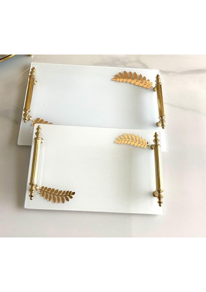 Dekoratif Aynalı Yaprak Desenli Sunum Tepsisi, Çay Tepsisi ,lüx Çay Tepsisi indirimleri