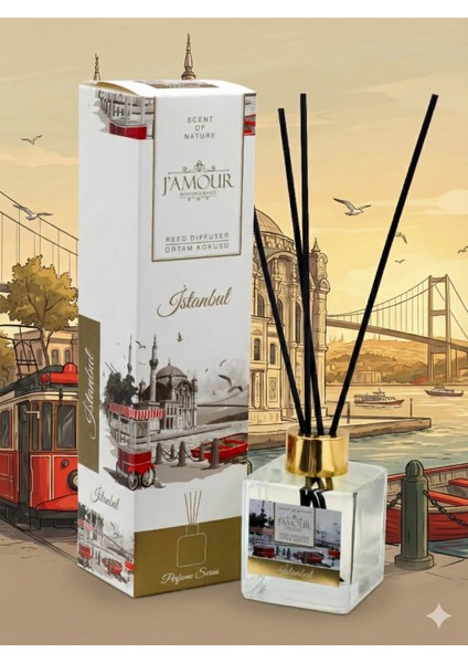 Çubuklu Bambu Oda Kokusu Parfüm Serisi Istanbul Banyo ve Salon Koku 100 ml