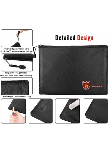 Taşınabilir Yangına Dayanıklı Su Geçirmez Belge Zarf Dosya Klasörü Nakit Kesesi Yangına Dayanıklı Para Çantası Lipo Güvenli Çanta A (Yurt Dışından) fırsatları