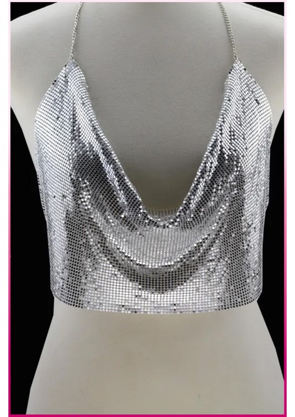 Kristal Taşlı Parlak Crop & Bluz Kolsuz Kayık Yaka Parti Plaj Büstiyer fırsatları