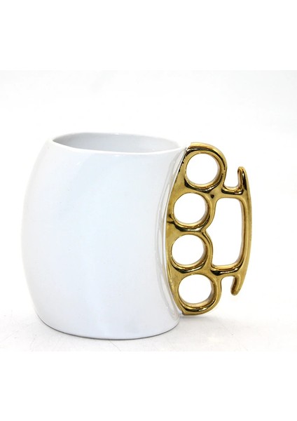 Buğz Porselen Muşta Tasarımlı Kupa Bardak Beyaz Renk