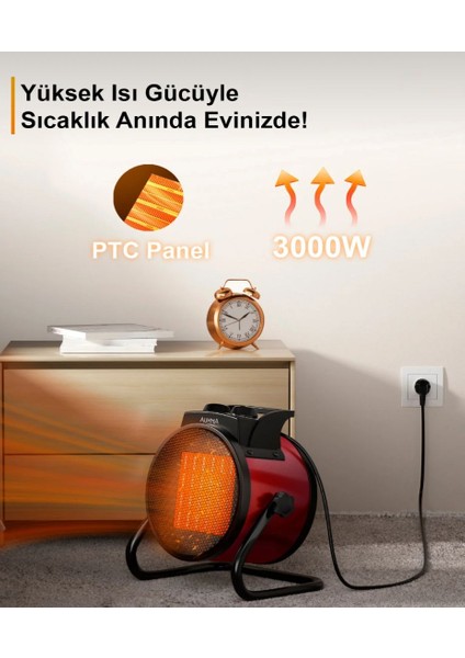 AT1H Elektrikli Isıtıcı Fan Gri | 3000W Hızlı Isınma, 3 Kademeli Ayar, Sessiz Ptc Isıtma Teknolojisi fiyatları