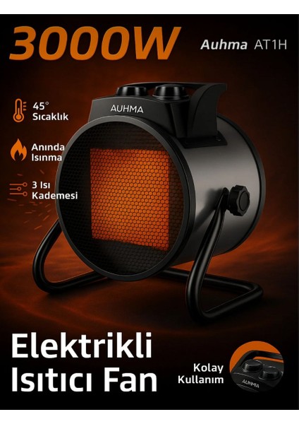 AT1H Elektrikli Isıtıcı Fan Gri | 3000W Hızlı Isınma, 3 Kademeli Ayar, Sessiz Ptc Isıtma Teknolojisi fırsatları