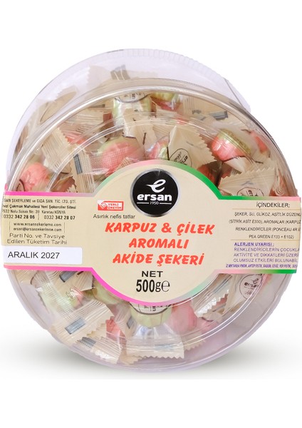 Karpuz-Çilek Aromalı Akide Şekeri Asetat Kutulu -500 gr fiyatları
