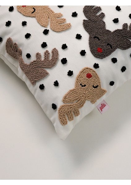 Reindeer Crowd - Yılbaşı Serisi Noel Geyikleri Yeni Yıl Punch Kırlent Kılıfı fiyatları