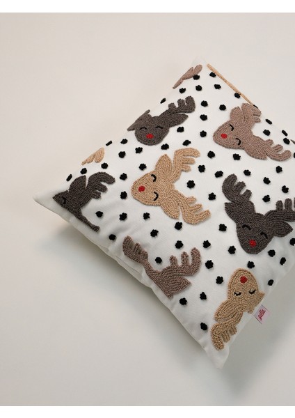 Reindeer Crowd - Yılbaşı Serisi Noel Geyikleri Yeni Yıl Punch Kırlent Kılıfı modelleri